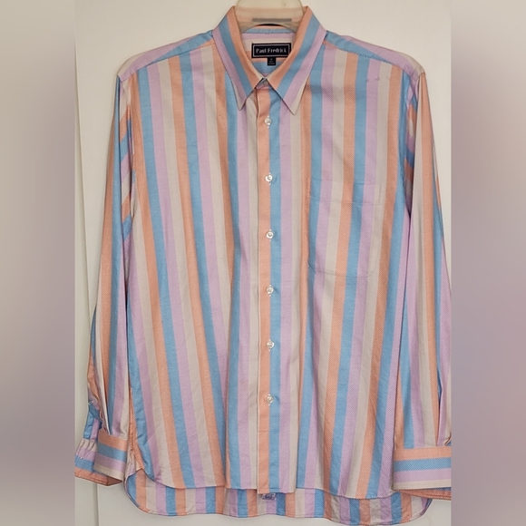 Paul Fredrick Men's Pastel Striped Button Down Shirt - Picture 1 of 5